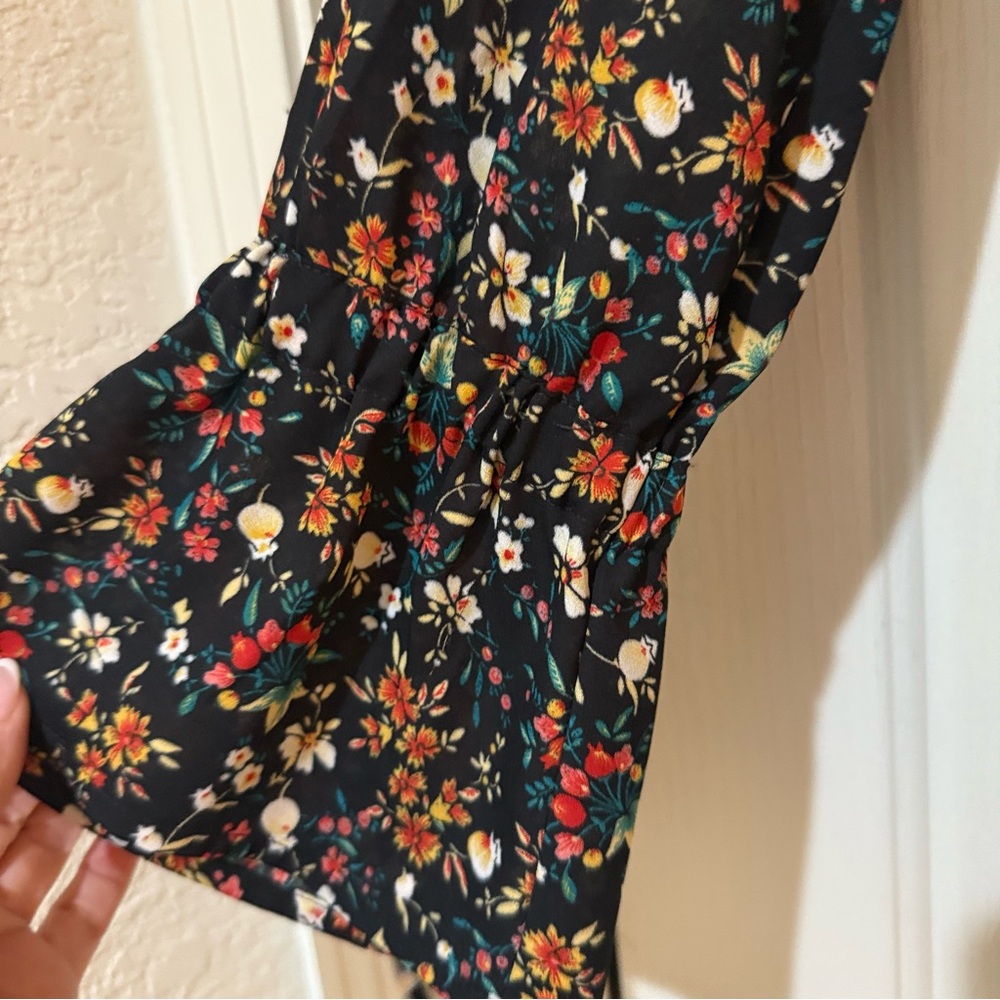 J. Crew Mercantile Floral Black Top Boho Bell Sleeves New Size XS 0 office work - Picture 5 of 11